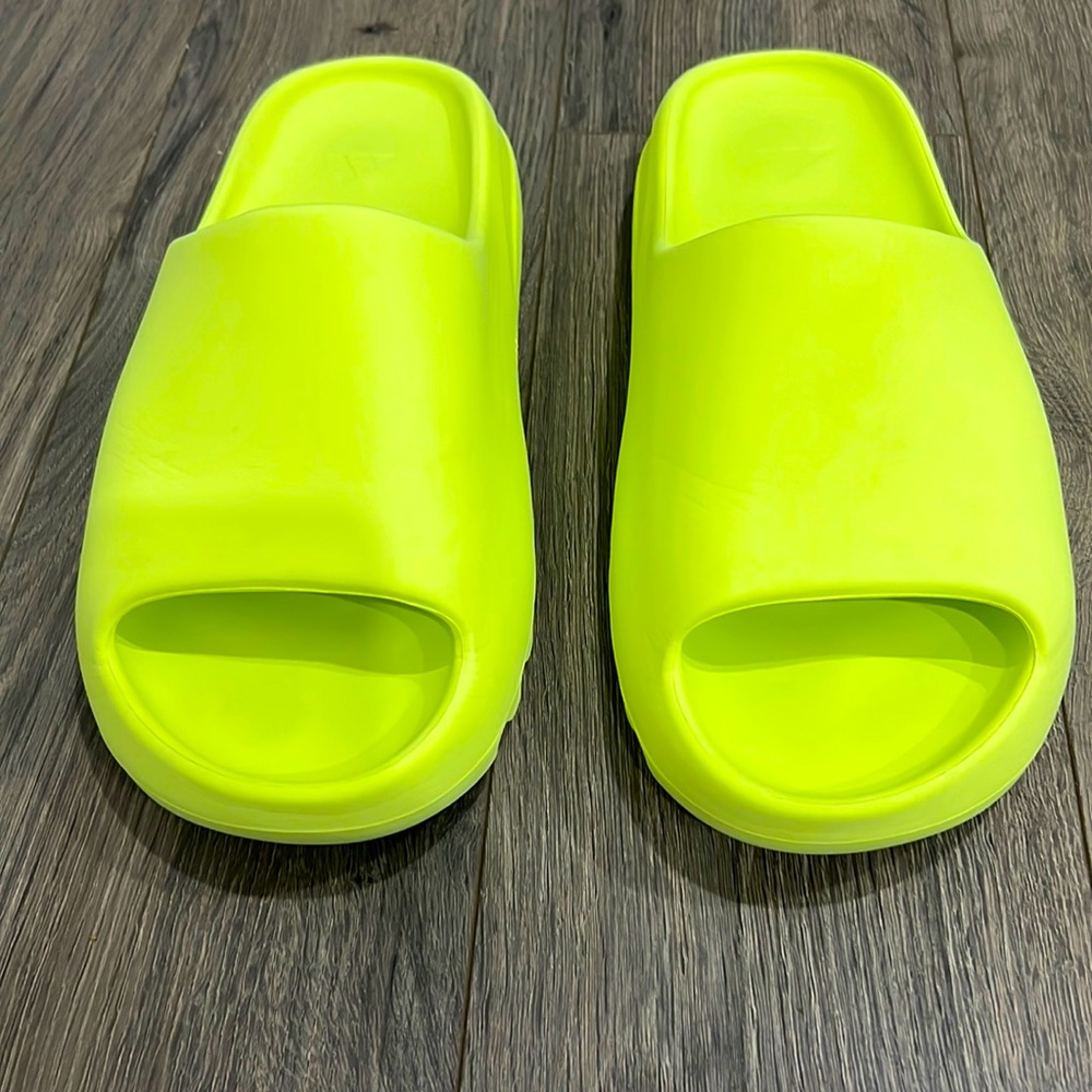 Yeezy slides glow green
